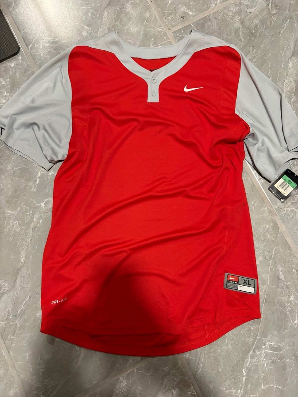 Nike Red and Gray Men’s Athletic Short Sleeve Baseball Shirt